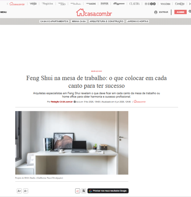 feng shui na mesa de trabalho